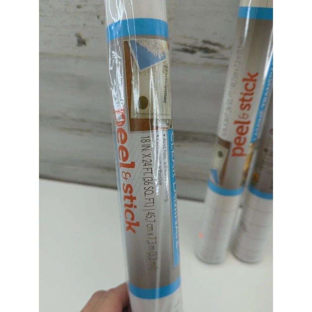 Duck Brand Peel & Stick Clear Laminate 18in x 24ft 36sq ft 3 Rolls Total 108sqft